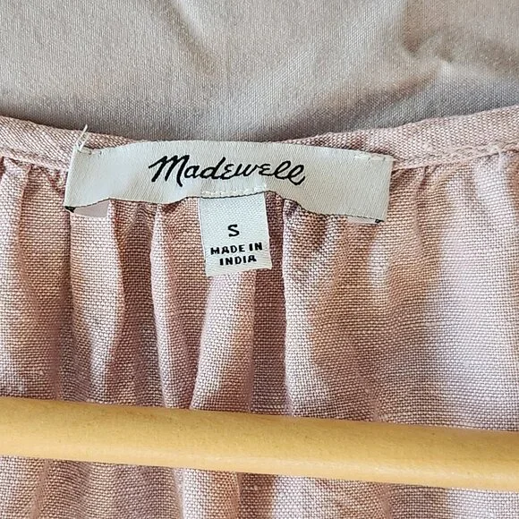 Madewell Lorelei linen blush pink boho tiered mini dress - Picture 11 of 11